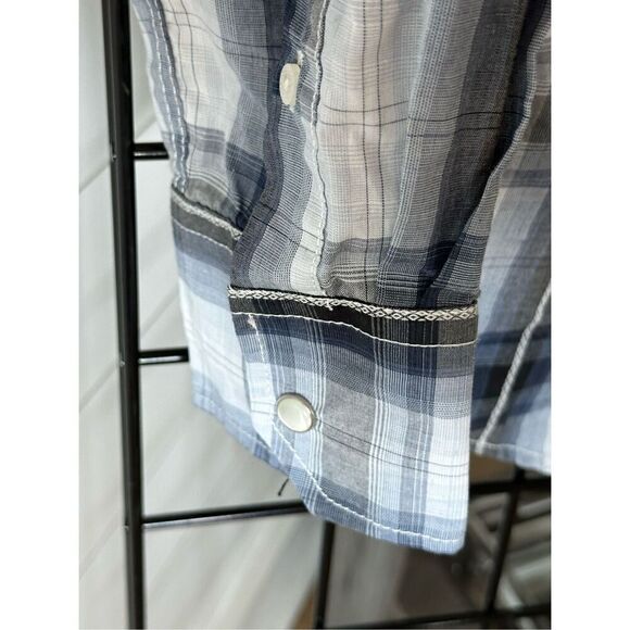 Vintage Coastal Mens Large Plaid Long Slv Pearl Snap Button-Up Western Shirt - Picture 5 of 10